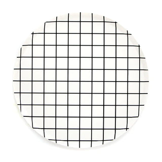 Black and White Grid Paper Plate by Kailo Chic