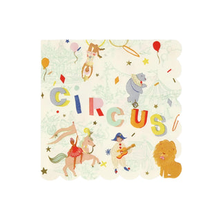 Circus Large NapkinsRoll up, roll up for all the fun of a circus party! These very special napkins incorporate a traditional toile circus pattern overlaid with fun graphics and illustraMeri Meri