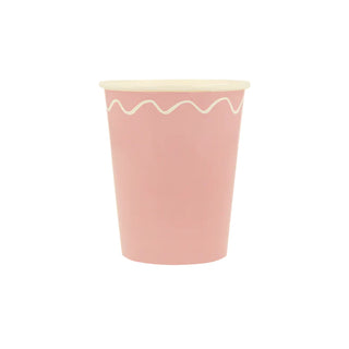 A Meri Meri Mixed Wavy Line cup with a white rim is the perfect addition to any party table.