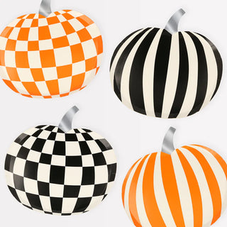 Mod Pattern Pumpkin PlatesWe've teamed traditional Halloween colors of orange, black and white with striking retro designs for a statement look. These pumpkin plates are guaranteed to make yoMeri Meri