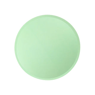 A plain light green circle on a white background, exhibiting a minimalistic design or possibly representing a simplified icon for Loop by Frankie's Aqua Paper Plates.