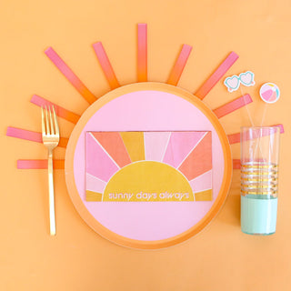 Pink and Yellow Color Blocked Paper Plate by Kailo Chic