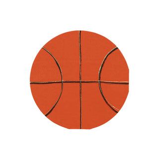 An orange Basketball Napkins by Meri Meri on a white background.
