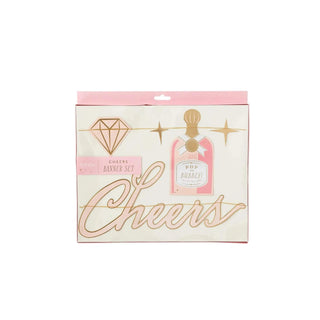 Cheers Banner Set• CHEERS banner 2.5 feet long. Tallest letter is 5 inches tall• Icon banner 5 feet long. Bottles are 5 inches tall• Gold foil accentsMy Mind’s Eye