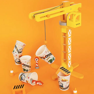 Construction Site CupsFor all fans of excavators, cranes, backhoes and mixer trucks!  8 cardboard cups, filled with construction machinery, perfect for a construction site birthday decoraMy Little Day