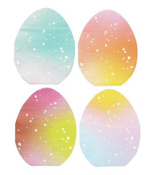 Four Die Cut Ombre Easter Eggs Lunch Napkins on a white background by Kailo Chic.