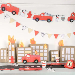 Fire Truck GarlandTransform your party table, or party wall, with this fabulous fire truck garland. The bright red colors, shiny silver foil and adorable dog details, will set the sceMeri Meri