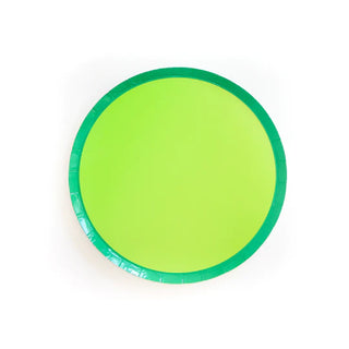 Green and Lime Color Blocked Paper Plate by Kailo Chic