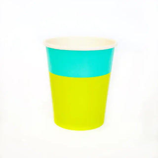 Lime Green and Turquoise Color Blocked Cups by Kailo Chic