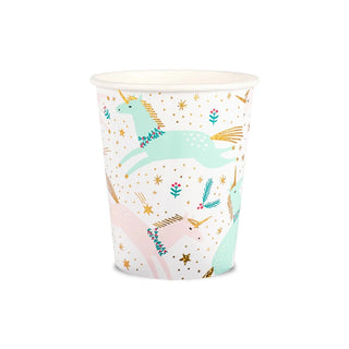 Magical Christmas 9 oz CupsMerry and magical! Featuring glittery gold foil, these Christmas unicorn cups sparkle and shine! 

Illustrated by Hello!Lucky
9 oz Paper Cups

Pack of 8
Suitable forJollity & Co