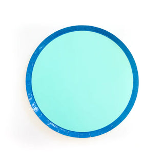 Navy and Turquoise Color Blocked Paper Plate by Kailo Chic