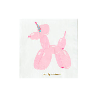 Colorful Balloon Dog Witty cocktail napkins for your party animal gathering by Jollity & Co.