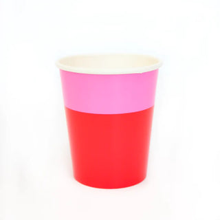 Red and Hot Pink Color Blocked Paper Cup by Kailo Chic