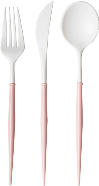 WHITE AND BLUSH BELLA ASSORTED PLASTIC CUTLERY by Sophistiplate