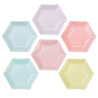 Heart Pastels Hexagonal Shaped PlatesPastel Colored Hexagonal Shaped Party Plates by Talking Tables. If you love the pastel trend as much as we do, then you’ll definitely love these trendy hexagonal matTalking Tables
