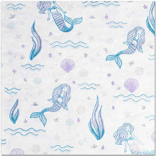 Large Blue Mermaid Paper Napkins For a Party