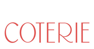 The word "COTERIE" is displayed in red uppercase letters against a white background.