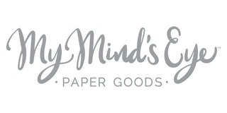 Logo of "my mind's eye paper goods" in stylized gray script.