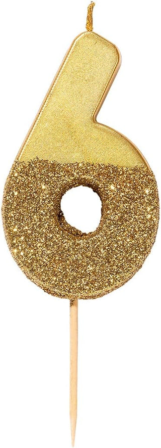 Gold Glitter Birthday Number CandleAdd some sparkle to your birthday celebration with this Gold Glitter Birthday Number Candle! Make that special day even brighter with its shimmery golden glitter thaTalking Tables
