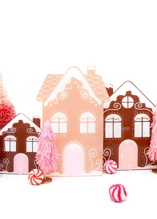 Kailo Chic acrylic gingerbread house and candy canes on a white background, perfect for holiday decor.