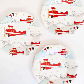 Airplane Small PlatesAttention airplane lovers! Featuring light blue, red and yellow colors, these airplane plates are heaven. Designed by Pooka Party Package contains 8 sturdy paper plaPooka Party