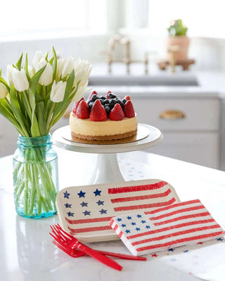 American Flag Paper Guest Towel NapkinHave your guest saying "hooray for the red, white and blue" with these scalloped fringe guest towel napkin. With a festive red and blue star confetti pattern will puMy Mind’s Eye