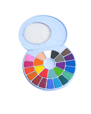 Introducing the Pop! Party Supplies Art Party Watercolor Palettes, featuring 24 hues arranged in a stunning gradient, reminiscent of vibrant watercolor palettes. Complete with a mirror on the lid, it's perfect for creating artistic eye looks.