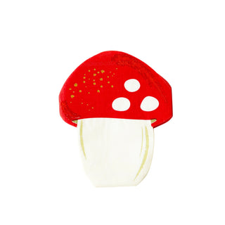 Illustration of a red and white mushroom with three white spots on its cap and a smooth white stem, isolated on a white background, perfect for My Mind’s Eye Botanical Christmas Mushroom Napkin or adding charm to a woodland-themed Christmas party.