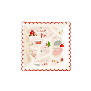 North Pole Map Paper Plate