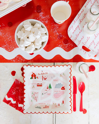 North Pole Map Paper PlateMake sure that your loved ones don't get lost on their way to the Christmas goodies with these North Pole Map plates. Featuring a whimsical map of Santa's home town,My Mind’s Eye