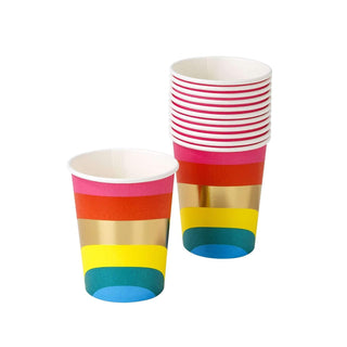 Birthday Brights Rainbow Paper CupsThese eye-catching rainbow party cups can be used for celebrations all year round! Ideal as disposable cups for a bright rainbow birthday party, kids party theme, suTalking Tables