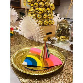 Birthday Brights Rainbow Shaped NapkinsBrighten up any party with these beautiful rainbow shaped napkins. Featuring an eye-catching gold foil detail, these paper napkins are disposable, ideal for serving Talking Tables