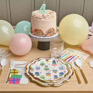 Birthday Candles Salad PlatesThese ruffled edge plates set the tone for a great birthday party by featuring colorful birthday hats! Add a a touch of elegance to your spring gatherings! Impress ySophistiplate