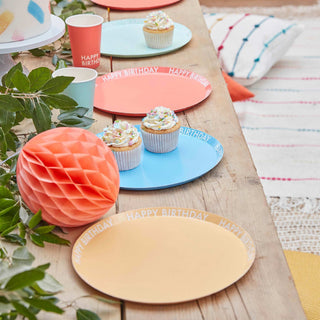 Brights Happy Birthday Paper PlatesMake your party tableware stand out with these vibrant colourful party plates. Eco-friendly, this stylish design will look incredible at your birthday party.Each pacGinger Ray