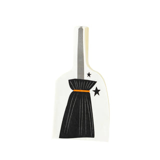 A black and white Broom Shaped Paper Dinner Napkin with stars, perfect for a Halloween party by My Mind's Eye.