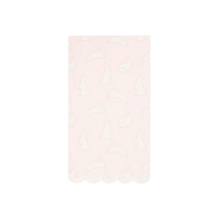 A pale pink notebook with an elegant Bunny Pattern Napkin silhouette pattern, featuring a white wrap-around label and playful table setting illustrations, ready for personalization or branding by My Mind's Eye.