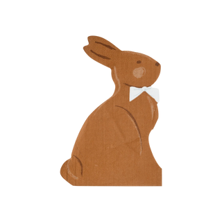 A brown bunny with a My Mind's Eye Chocolate Bunny Napkin.