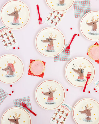 A set of Dear Rudolph All Stars Paper Dinner Napkins by My Mind's Eye, perfect for holiday parties.