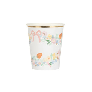 Elegant Floral CupsThe elegant combination of watercolor flowers, strawberries and on-trend bows on these party cups is perfect for garden parties, bridal showers or any celebration whMeri Meri