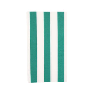 A white beach towel featuring a simple Bonjour Fête Emerald Green Cabana Stripe Guest Towels design, isolated on a white background, embodying a minimalist and fresh summer vibe.