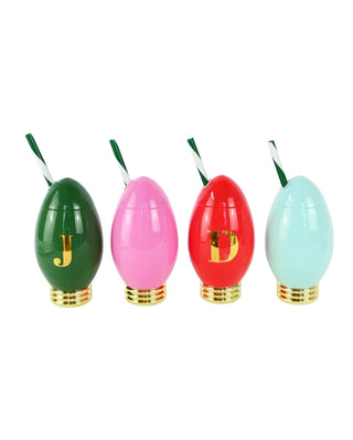 A group of Extra Bright Mini Light Sippers Set of 4 with straws, perfect for holiday parties or as a festive party accessory by Packed Party.