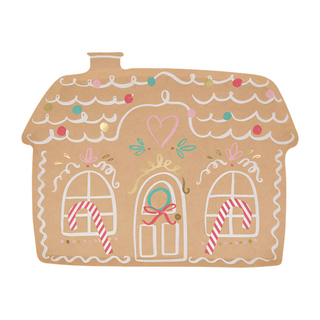 Introducing the Gingerbread House Plates by Meri Meri, featuring delightful designs of a gingerbread house adorned with candy cane details and icing accents. The pastel color palette captures the spirit of festive feasting, making them perfect for your Christmas party.