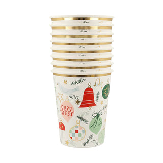 Festive Pattern CupsThese beautifully illustrated cups celebrate all the traditional and fun things about the holidays. They're guaranteed to fill your party guests with joy! The perfecMeri Meri