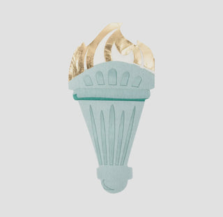Illustration of a stylized torch, combining elements of the My Mind's Eye Lady Liberty Shaped Paper Napkin with a pastel and gold color scheme, isolated on a white background.