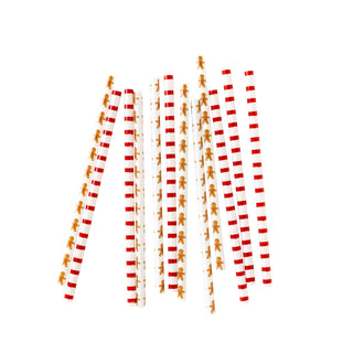 Introducing My Mind’s Eye Gingerbread Reusable Straws, featuring festive red and white stripes and charming gingerbread man patterns. These delightful holiday beverage accessories are beautifully arranged on a white background, perfect for adding a seasonal touch to any drink.