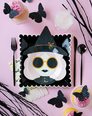 Pink Witch Shaped Paper Plate