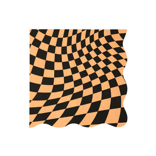 Halloween Checker Large NapkinsCheck out these groovy Halloween napkins! The combination of orange, white and pink, with a swirling checkered pattern, gives a fabulous 60s psychedelic vibe. They'rMeri Meri