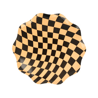 Halloween Checker Side PlatesCheck out these groovy Halloween plates! The combination of orange, white and pink, with a swirling checkered pattern, gives a fabulous 60s psychedelic vibe. These sMeri Meri