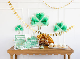 Decorate your St. Patrick's Day party with festive Hanging Shamrock Honeycomb decor from My Mind's Eye.