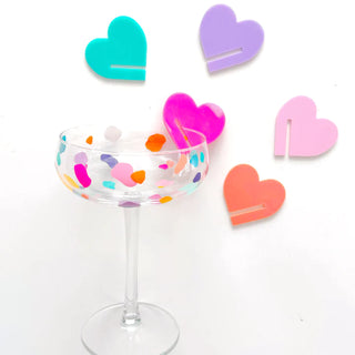 Heart Acrylic Drink MarkersPut a heart on your drink with these 5 Acrylic Heart Drink Markers! Just slide one onto the side of your glass - it's that easy. Each heart measures 2" by 2", addingKailo Chic